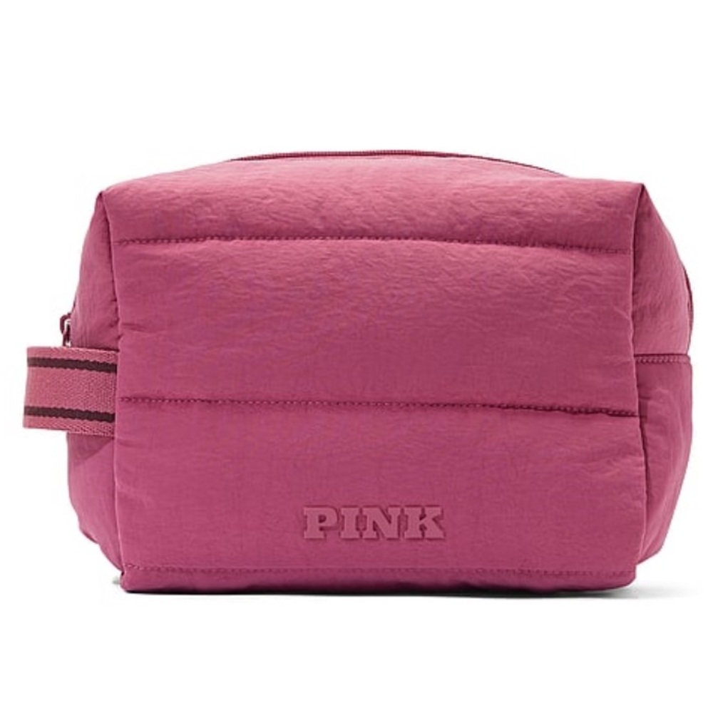 NWT HTF VS PINK Quilted Puffer Toiletry Bag Cosmetics Bag Travel Bag Makeup Bag